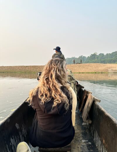 Chitwan woman on boat