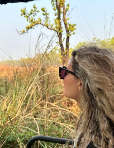 Chitwan national park woman in car