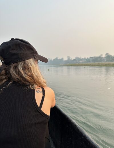 Chitwan woman in boat